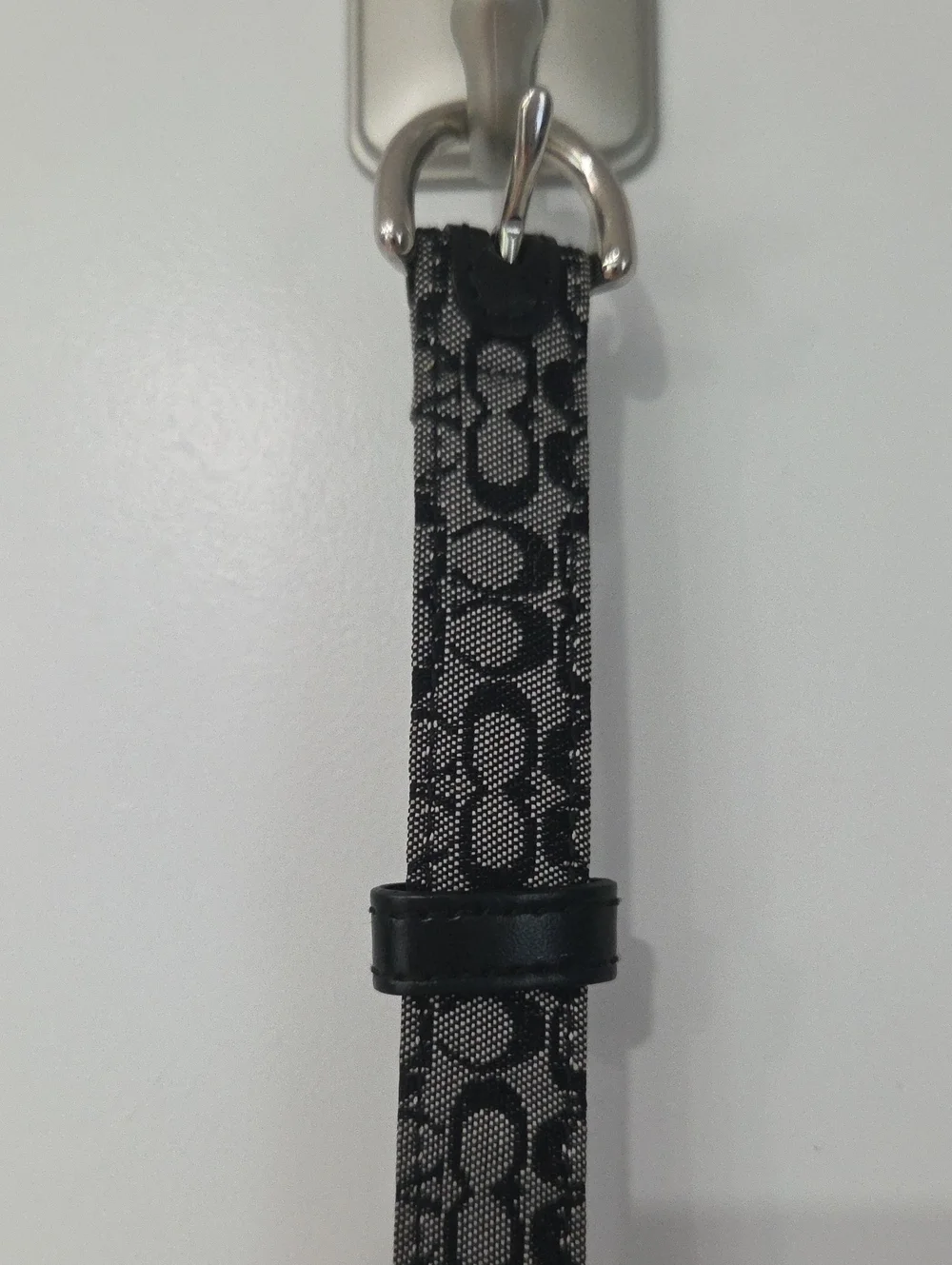Coach Signature Monogram Canvas Belt in Black and Gray